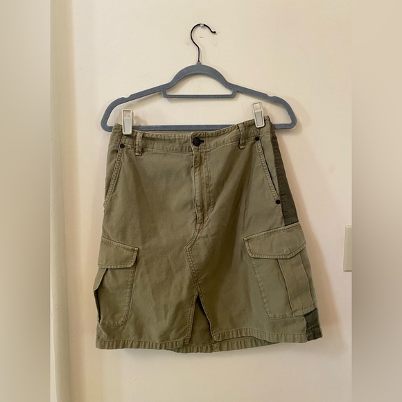 Rag & Bone Army Green Striped Cotton Canvas Utility Cargo Skirt Size 28 - Picture 9 of 12